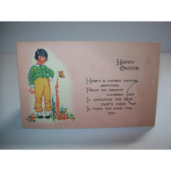 Easter Postcard Cheery Greetings Butterfly Series 68 E Original Unused Vintage - Picture 2 of 5